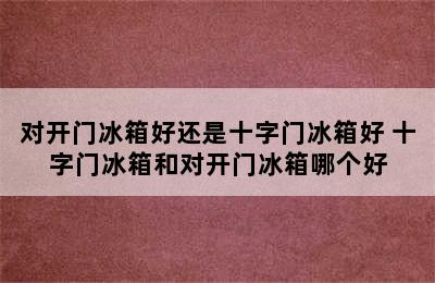 对开门冰箱好还是十字门冰箱好 十字门冰箱和对开门冰箱哪个好